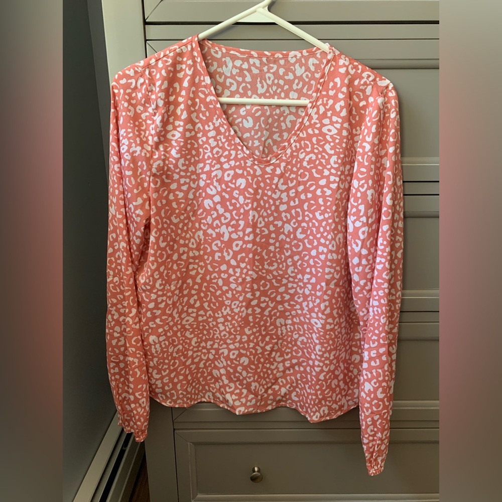Pink/coral leopard print shirt
